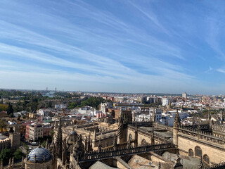 Fototapeta na wymiar Cityscape of Seville from the Giralda tower, Andalusia, Spain.