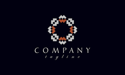 Elegant luxury geometric motif logo design template.