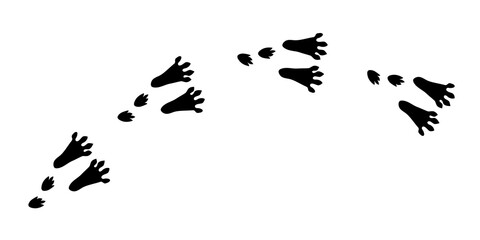 Vector drawing of hare tracks for 2023. Red footprints on a whitre background.