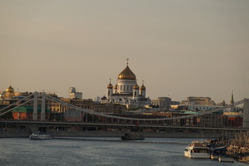 Hall of church Cathedral of Christ the Savior in Moscow at sunset