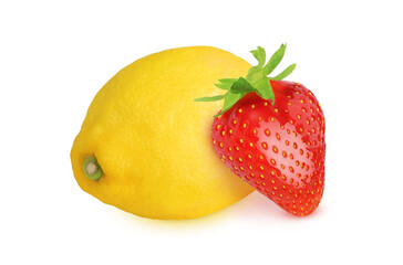 Lemon and strawberry on isolated white background