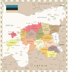 Estonia Vintage Color Map