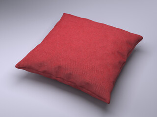 Red fabric Pillow. 3D Illustration.
