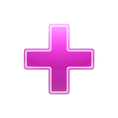 Red plus icon isolated on white background. Illustration.