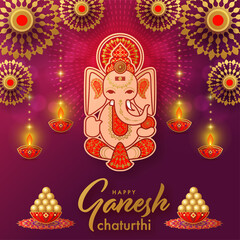 Obraz na płótnie Canvas Happy Ganesh Chaturthi greetings festival