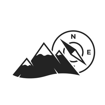 mountain travel icon. compass, vacation and tourism symbol. isolated vector image
