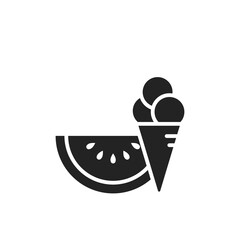 ice cream and watermelon icon. summer dessert symbol. isolated vector image