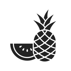 pineapple and watermelon icon. summer fruits symbol. isolated vector image