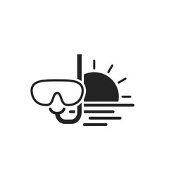 diving mask and sunset. sea vacation symbol. vector image for tourism design