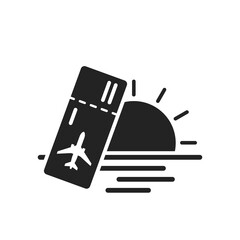 travel icon. flight ticket and sunset. sea vacation symbol. vector image for tourism design