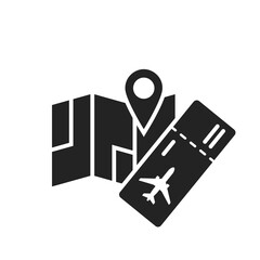travel icon. flight ticket and map. vacation and journey symbol. vector image for tourism design
