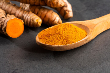 Curcuma longa - Roots and fresh turmeric powder