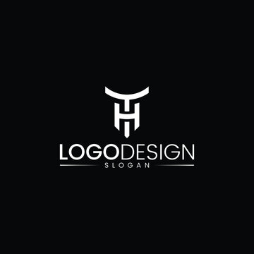Minimalist modern line art letter HT logo, alphabet letters monogram icon logo HT or TH vector logo