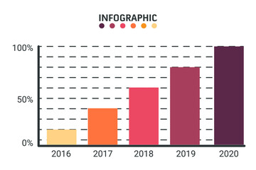 Presentation management data chart, diagram, percentage progress infographic. For corporatereport, annual reports, marketing and presentation. Vector Illustration