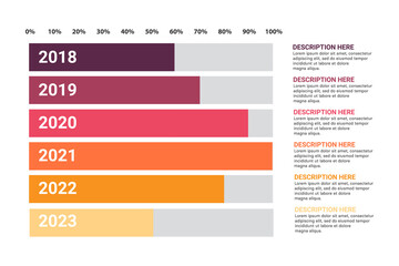 Presentation management data chart, diagram, percentage progress infographic. For corporatereport, annual reports, marketing and presentation. Vector Illustration