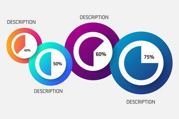 Presentation management data chart, diagram, percentage progress infographic. For corporatereport, annual reports, marketing and presentation. Vector Illustration