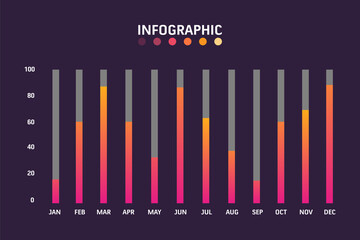 Presentation management data chart, diagram, percentage progress infographic. For corporatereport, annual reports, marketing and presentation. Vector Illustration