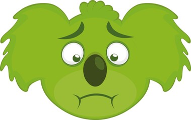 Vector illustration of the face of a koala cartoon with a green color of nausea