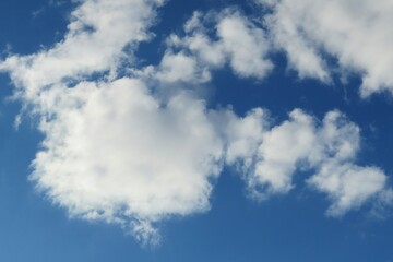 Fototapeta premium Beautiful fluffy clouds in blue sky, natural background