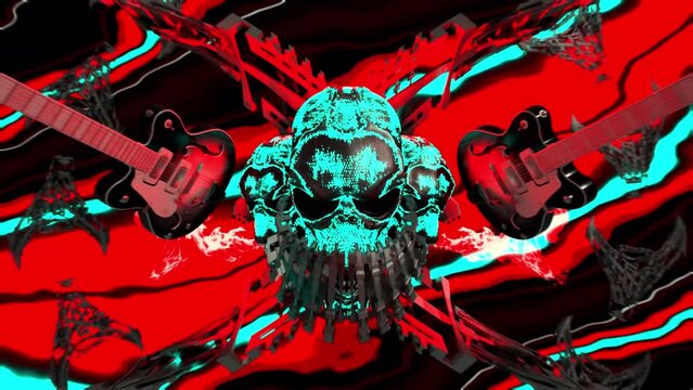 Metal Rock Head Psychedelic Loop, Animation.Full HD 1920&times;1080. 08 Second Long.LOOP