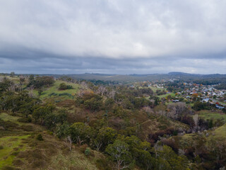 Naklejka premium Aerial shot - little town in the country