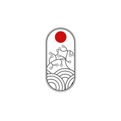 japan simple line logo design vector