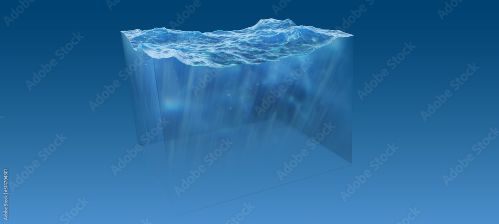 Wall mural Save Water conceptual box on blue gradient background