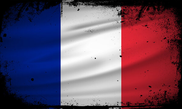 New Abstract france flag background vector with grunge stroke style. France Independence Day Vector Illustration.