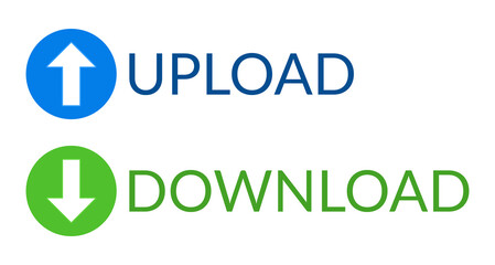 Vector illustration of upload and download symbols.