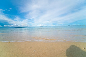 Nature scene sea wave beach serenity place blue sky with cloud summer vacation