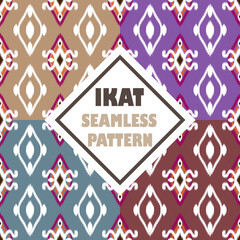 Ikat tribal seamless pattern Ethnic and boho textile.Geometric oriental illustrations. Embroidery style. background can be changed as desired. EP.6