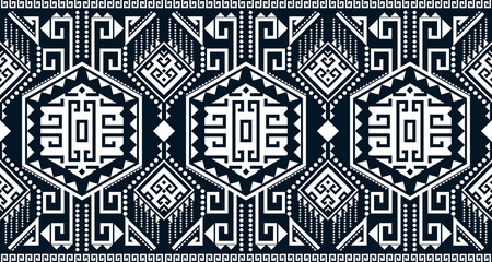 Abstract ethnic geometric print pattern design repeating background texture in black and white. EP.48.