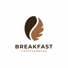 Coffee and Bread Coffee Bean Logo Design Inspiration