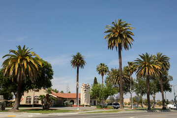 Daytime view of the historic downtown area of Perris, California, USA, a city in the Inland Empire.