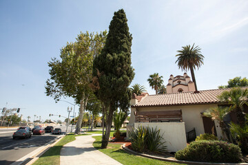 Daytime view of the historic downtown area of Perris, California, USA, a city in the Inland Empire.