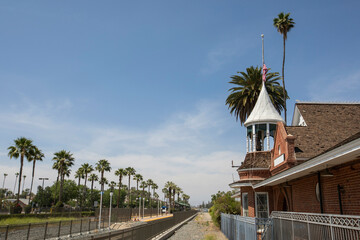 Daytime view of the historic downtown area of Perris, California, USA, a city in the Inland Empire.