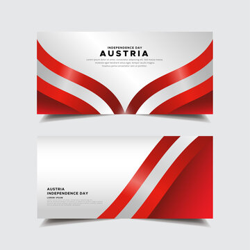 Collection of Austria independence day design banner. Austria independence day with wavy flag vector.