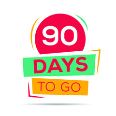 90 Days Countdown left, vector illustration.