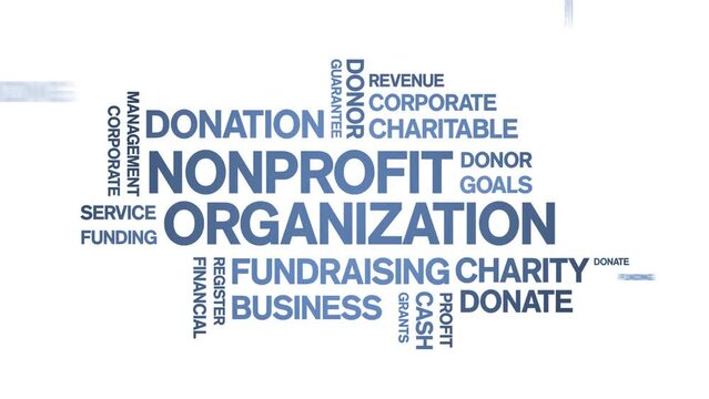 Nonprofit Organization Animated Tag Word Cloud;Text Design Animation Typography Seamless Loop.