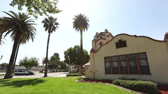 Daytime view of the historic downtown area of Perris, California, USA, a city in the Inland Empire.