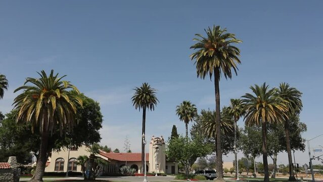 Daytime view of the historic downtown area of Perris, California, USA, a city in the Inland Empire.