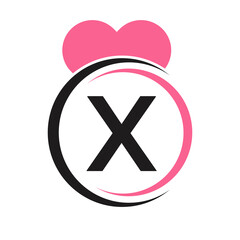 Obraz premium Initial Letter X Logo with Love Icon or Heart Sign In Modern Style Vector Template