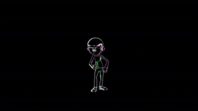 Neon Elvis Dance, Animation.Full HD 1920&times;1080. 07 Second Long.Transparent Alpha Video. LOOP.