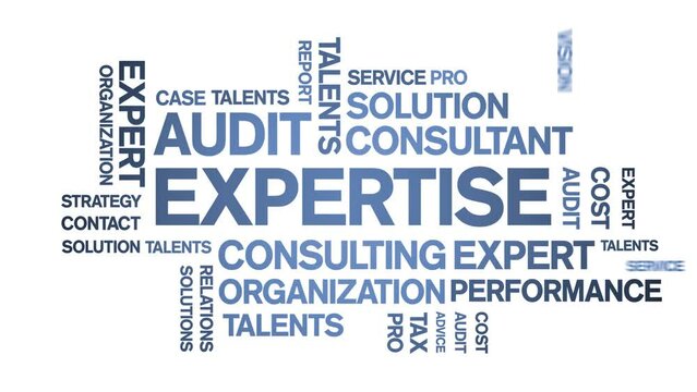 Expertise animated tag word cloud;text design animation kinetic typography seamless loop.