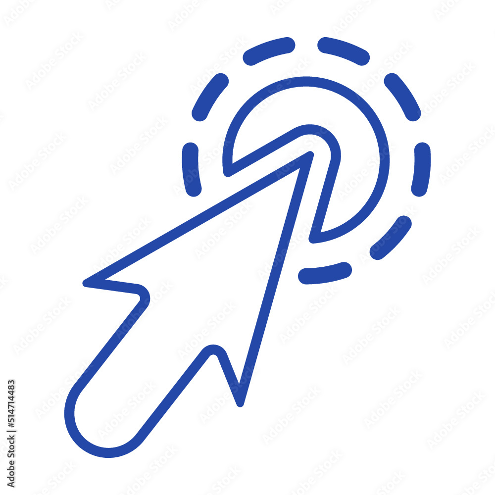 Poster Hand cursor icon. Dotted kines pointing in different directions. Vector on isolated white background. 