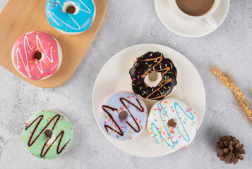 Colorful doughnut dessert cake gourmet