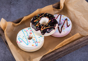Colorful doughnut dessert cake gourmet