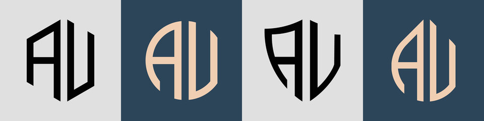 Creative simple Initial Letters AV Logo Designs Bundle. - obrazy, fototapety, plakaty