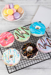 Colorful doughnut dessert cake gourmet