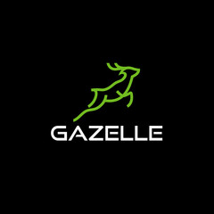 Gazelle, Antelope Jump Outline Illustration Logo